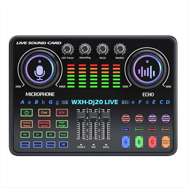 Tarjeta de Sonido para DJ20 Live, Micrófono de Condensador de 48 V con Reducción de Ruido de Reverberación para Micrófono de Diseño Cardioide A