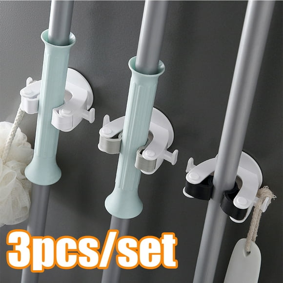 Cheers.US 3Sets Broom Holder, Sturdy Broom Holder Wall Mount, Broom Gripper Holds Self Adhesive No Drilling Super Anti-Slip, Broom and Dustpan Hanger for Home, Kitchen, Garden