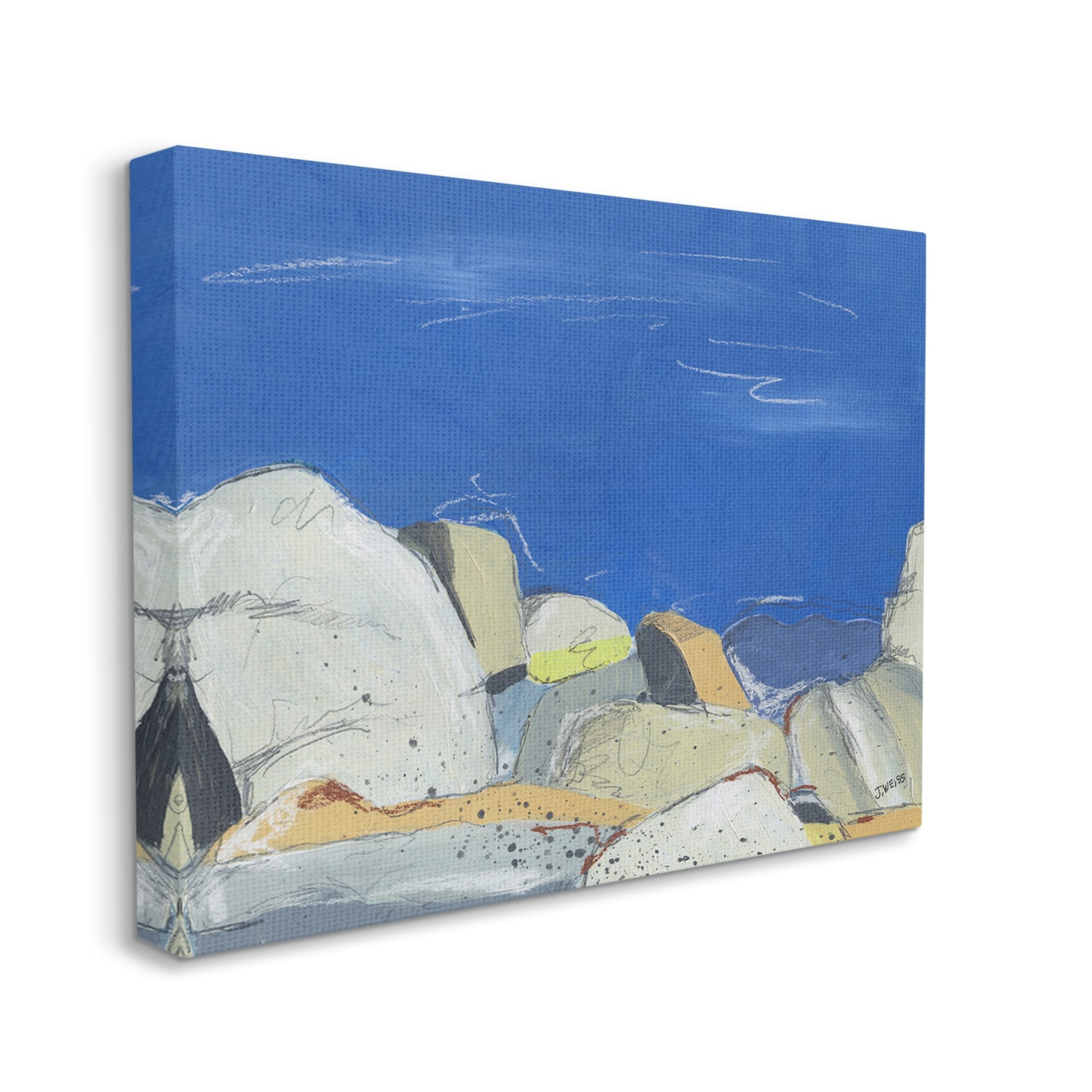 Stupell Industries Abstract Ocean Cliff Rocks Coastal Painting Gallery Wrapped Canvas Print Wall Art