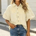 thumbnail image 2 of Aboser Womens Button Down Striped Shirts Trendy Puff Short Sleeve Tops Teacher Outfit for Women Loose Fitted Beach Vacation T Shirt Dressy Casual Blouses, 2 of 7