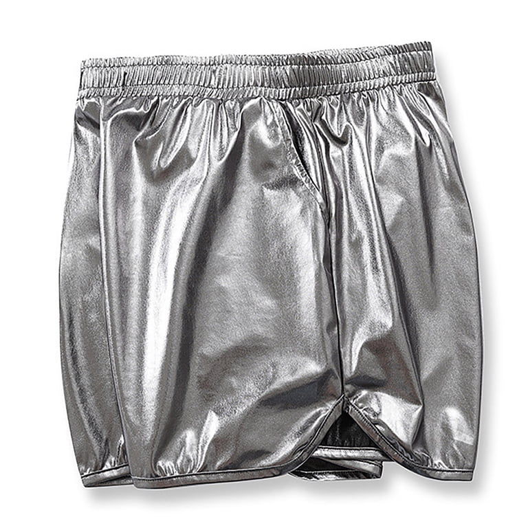 FRSASU Men Shiny Leather Thin Slim Shorts Male Solid Color Summer
