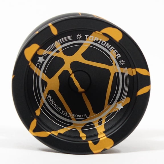 MAGICYOYO V12 TOPIONEER Yo-Yo - Responsive / Unresponsive Fingerspin YoYo (Black w/Gold Splash)