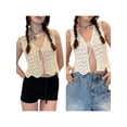 thumbnail image 2 of Michellecmm Women's Summer Knit Tank Tops Solid Color Sleeveless V-Neck Tie Front Slim Crochet Vest, 2 of 9