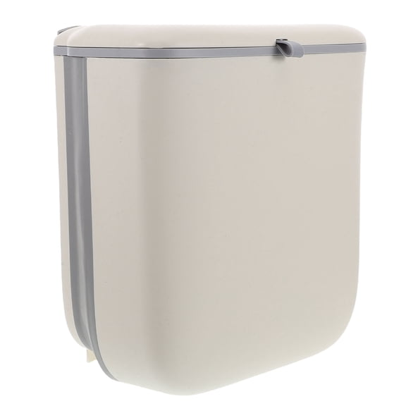 MOKKHNB Foldable Hanging Trash Bin with Lid, Space-Saving Kitchen and Bathroom Garbage Can for Easy Waste Disposal