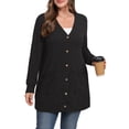 thumbnail image 4 of Cueply Women's Plus Size Sweater Long Sleeve Lightweight Cardigans Buttons Knited Casual Outwear Tops with Pockets 1X-4X, 4 of 9