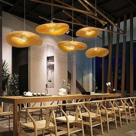 

FPWNGL Elegant and stunning this Asian style bamboo rattan pendant lamp is a gorgeous hanging ceiling light fixture with sophisticated charm. Perfect for tearoom restaurant and hotel d