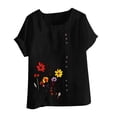 thumbnail image 4 of Vmvidoty 2026 Women's Soft Short Sleeve Tee Spring And Summer Round Neck Rose Print Short Sleeve Casual Fashion Button T-Shirt Black L, 4 of 5