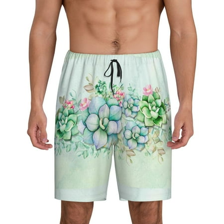 

Easygdp Succulent Men s Short Pajama Pants Sleep Shorts Household Pants Casual Pants with Pockets - 3X-Large