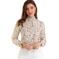 thumbnail image 1 of INSPIRE CHIC Blusa Floral Vintage Cuello Fruncido Con Volantes Manga Larga Para Mujer Blanco XL, 1 of 6