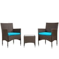 thumbnail image 2 of FDW Set of 3 Pieces Outdoor Patio Furniture Wicker Bistro Table Set for Yard,Blue Cushion, 2 of 7