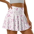 thumbnail image 3 of Xoenoiee Golf Bow Flag Print Women's Pleated Tennis Skirt with Shorts Athletic Golf Skorts with Pockets High Waisted Workout Skirts Plus Size, Size M, 3 of 7