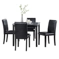 thumbnail image 2 of GZXS 5-Piece Square Dining Table Set for 4, PU Upholstered Dining Chairs with Ergonomic Back, Rubber Wood Legs, MDF Top and Acrylic Crystal Crushed Trim, Black, 2 of 8