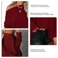 thumbnail image 5 of Suéter De Punto Batwing Manga Larga Un Hombro Color Puro Tops Casuales De Moda para Mujer Vino Rojo L, 5 of 5