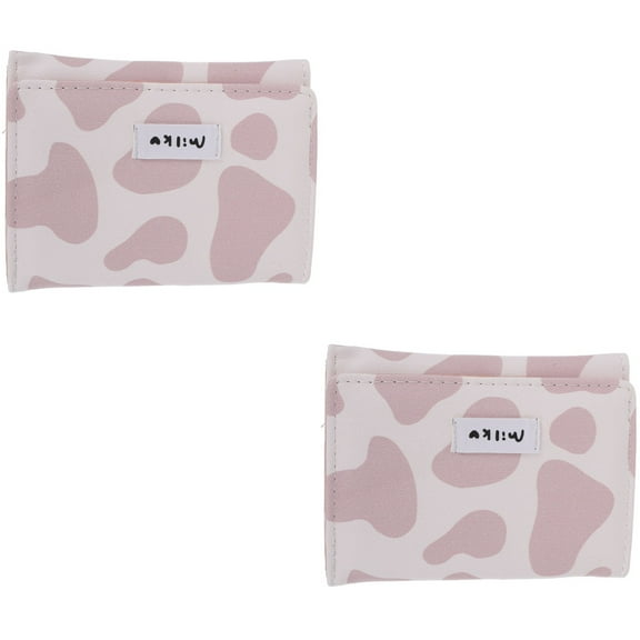 WORGEOUS 2 pcs Cash Wallet PU Wallet Cartoon Cow Pattern Wallet Change Wallet for Women