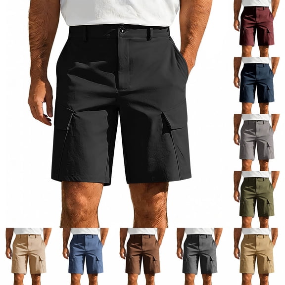 FRSASU Men's Hiking Cargo Lightweight Quick Dry Casual Golf Work Fishing Shorts with Zipper Pockets Wine