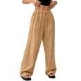 thumbnail image 6 of Evdexr Linen Pants Womens Drawstring Lightweight Pant Summer Wide Leg Beach Trousers Elastic Waist Oversized Casual Slacks with Pockets Saffron S, 6 of 6