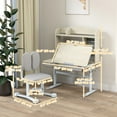 thumbnail image 2 of Adjustable Study Desk & Chair Set for Ages 3-12, Grey MDF & Steel, Tilting Desktop, Ergonomic Support, Drawer & Shelves, 31.5"W Learning Area Workstation, 2 of 7