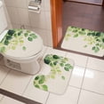 thumbnail image 5 of Spring Leaf Bathroom Rugs Set Vintage Sage Green Eucalyptus Leaves Country Linen Texture Non Slip Absorbent Bath Mats 3 Piece Set with Bathroom Rug, U-Shaped Floor Mat, Toilet Seat Cover Small Size, 5 of 9