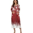 thumbnail image 4 of FOR U DESIGNS Snowflake Red Print Womens Nightgown Comfortable Long Sleeve Night Shirts Lightweight Woven House Sleep Dress Duster Lounger Robes Christmas Decor with Pockets, M, 4 of 8