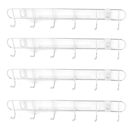 Uxcell 4pcs Household Metal 6 Hook Towel Clothes Robe Wall Hanging Hooks Hanger