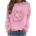 thumbnail image 3 of QATAINLAV Ladies Breast Cancer Sweatshirt Pink Ribbon Graphic Print Pullover Casual Crew Neck Long Sleeve Tops Pink S, 3 of 6