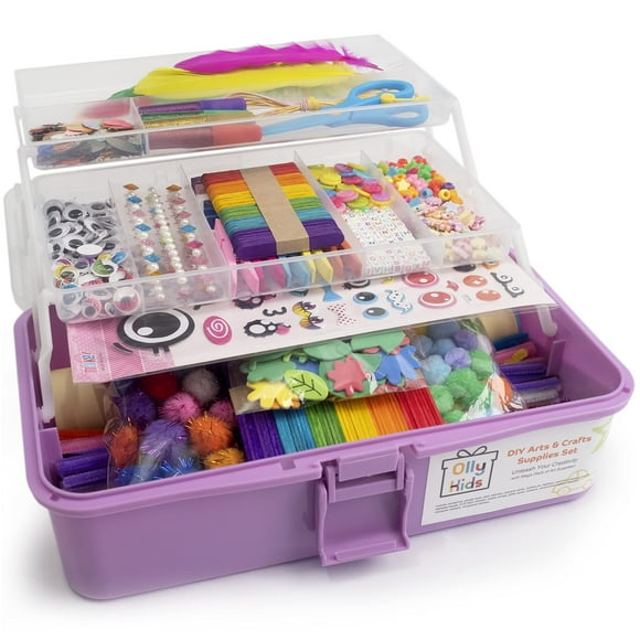 Juego de suministros para manualidades Olly Kids, más de 1000 piezas, para regalar