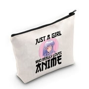 LEVLO Anime Fans Make up Bag Anime Lover Gift Just A Girl Who Really Loves Anime Cosmetic Make up Bag For Women Girls