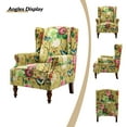 thumbnail image 4 of Upholstered Wingback Armchair Solid Rubber Wood Legs Transitional Home Living Room Bedroom Yellow, 4 of 7