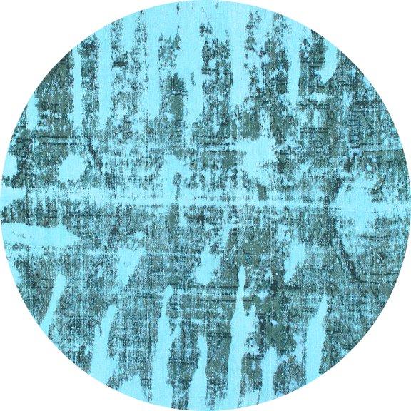 Ahgly Company Indoor Round Abstract Light Blue Modern Area Rugs, 6' Round