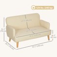 thumbnail image 3 of HOMCOM 2 Seater Sofa Couch with 8.3" Thick Padding and Wood Legs, Cream, 3 of 10