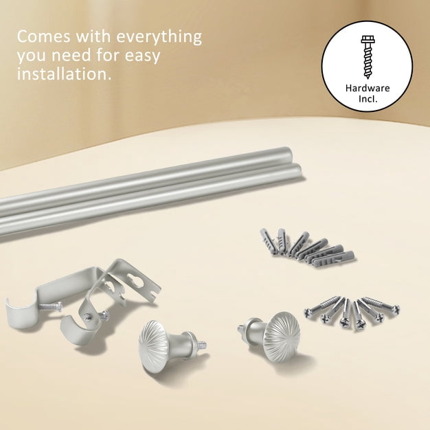 Ridicili 5/8" Telescoping Single Curtain Rods with Trumpet Finials,Pewter, 48"-84"