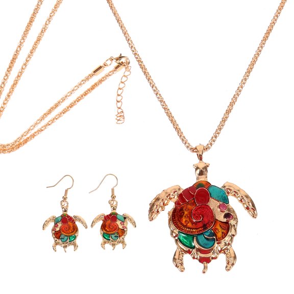 COSMOBETTY 1Pack Turtle Necklace Set Metal Jewelry For Women Dancing Party Summer Picnic Accessory