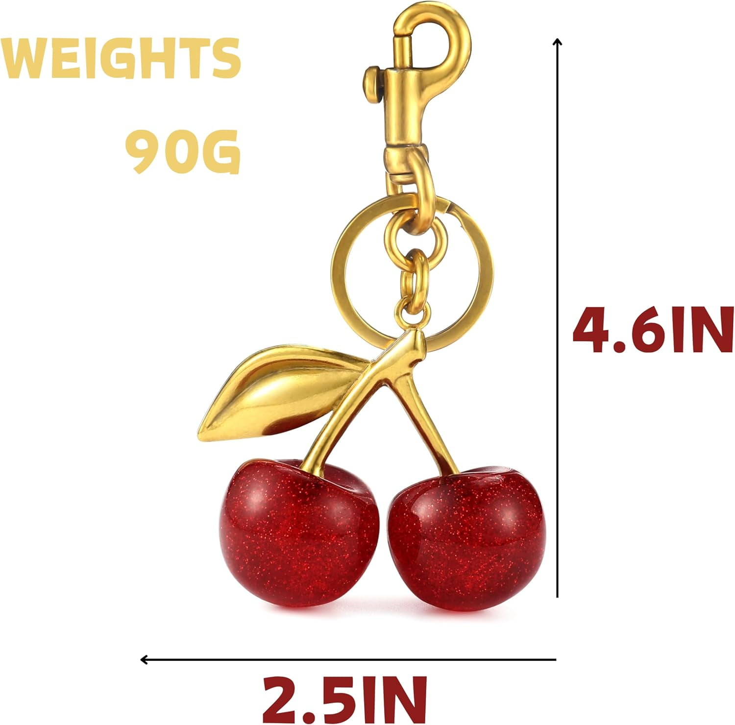18K Gold Cherry Bag Charm For Purse Keychain Bag Charms For