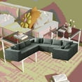 thumbnail image 6 of 188-Inch Corduroy Indoor Furniture - Easy-to-Move L Shaped Sectional Sofa, 6 of 13