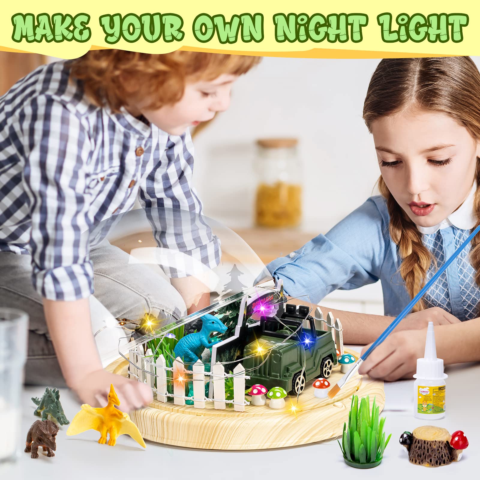 Atopdream Crafts Kit for Kids Ages 6-8, Night Light for Kids, Dinosaur Toys for 4 5 6 7 8-10-12 Years Old Boys, Night Light Art Craft Christmas Birthday Gifts