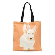 LADDKE Canvas Tote Bag Scottie Scottish Terrier Dog Adult Flat Aberdeen Adorable Alone Durable Reusable Shopping Shoulder Grocery Bag