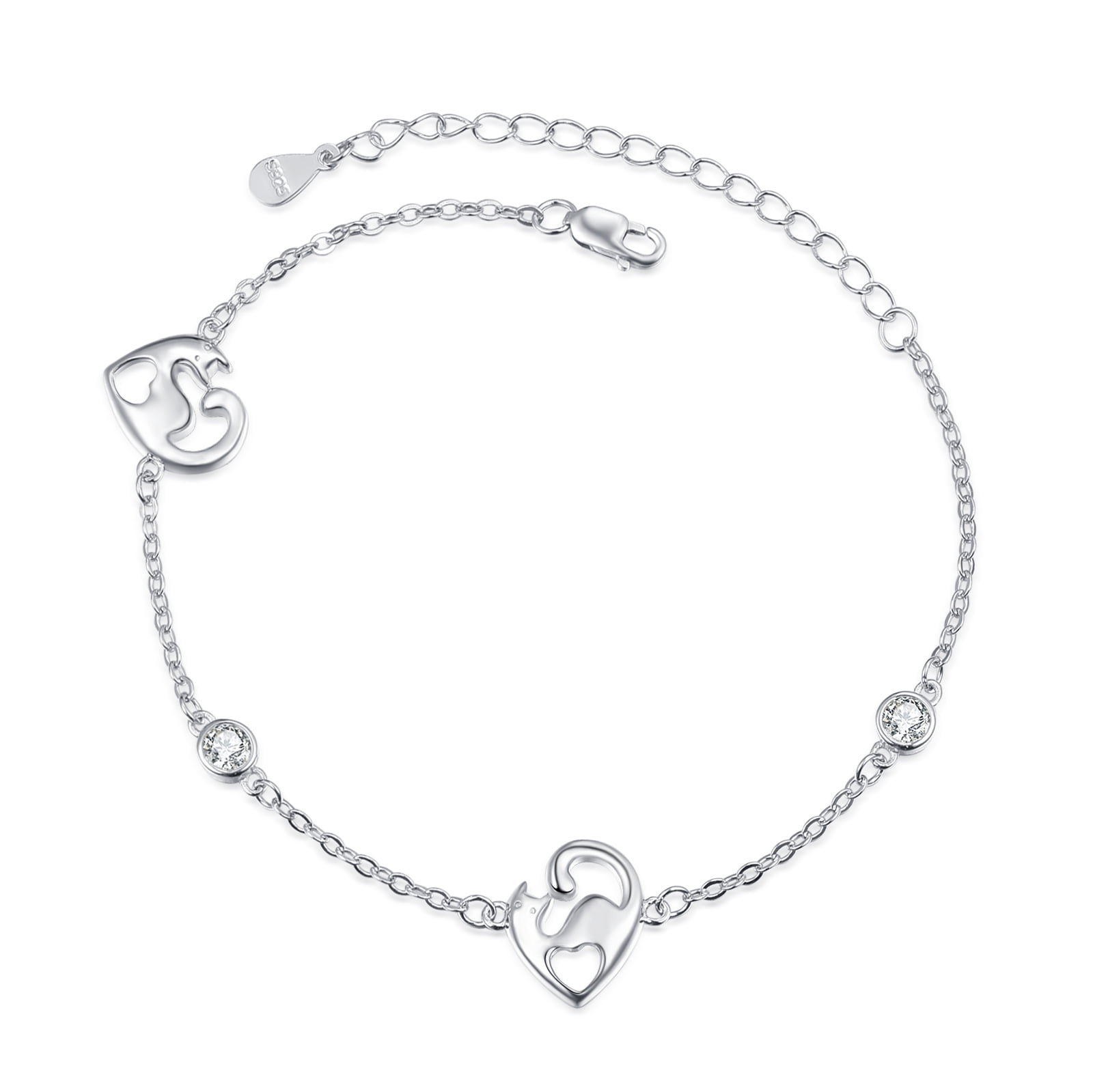 TANGPOET Cat Bracelets for Women Girls 925 Sterling Silver Bracelet ...