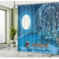 thumbnail image 5 of Ambesonne Christmas Shower Curtain, Santa Winter Forest, 69"Wx84"L, Navy Blue, 5 of 5