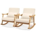 thumbnail image 1 of Costway 2 PCS Upholstered Rocking Chair with Pillow Rocking Armchair with Rubber Wood Frame Beige, 1 of 10