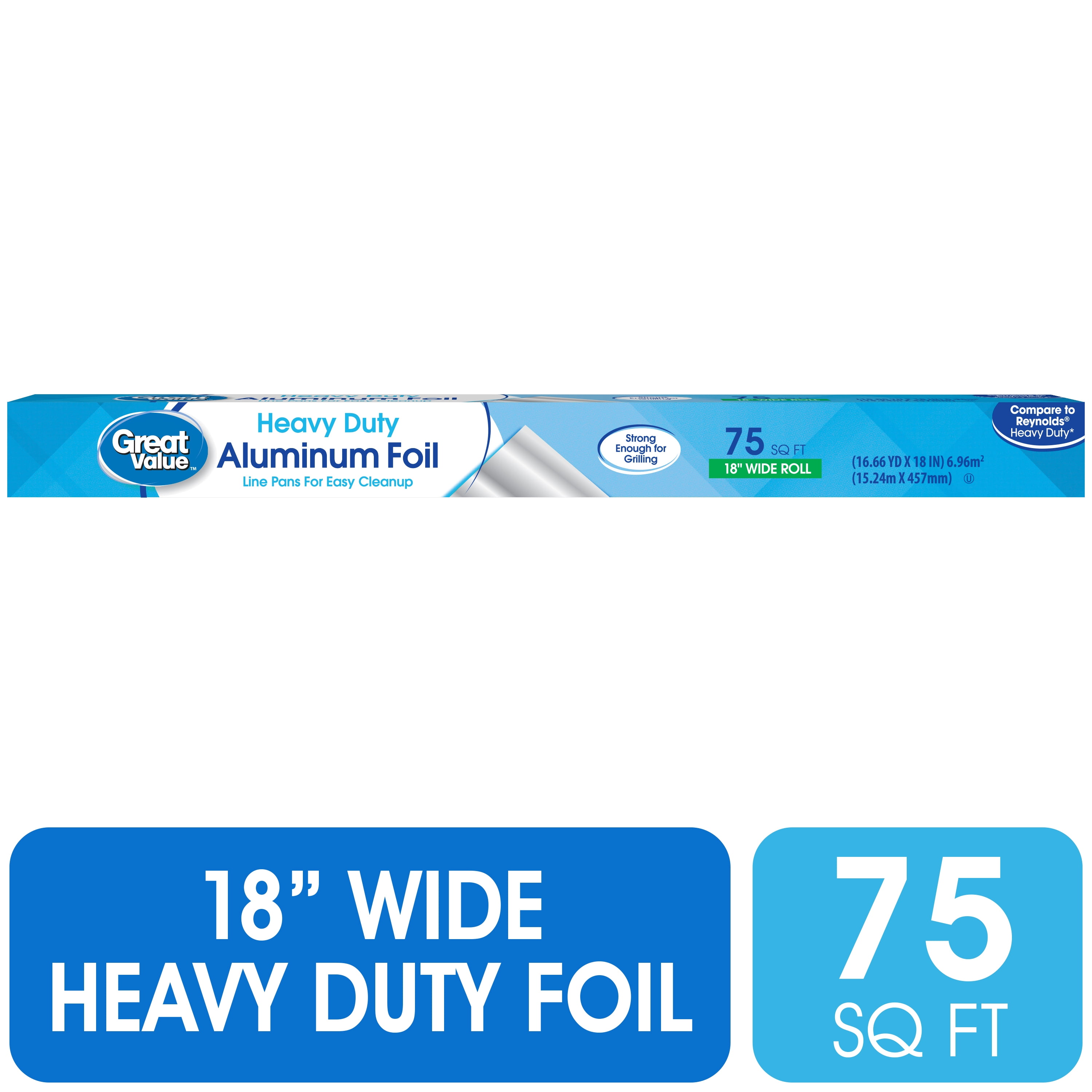 (12 pack) Great Value Heavy Duty Aluminum Foil, 75 sq ft