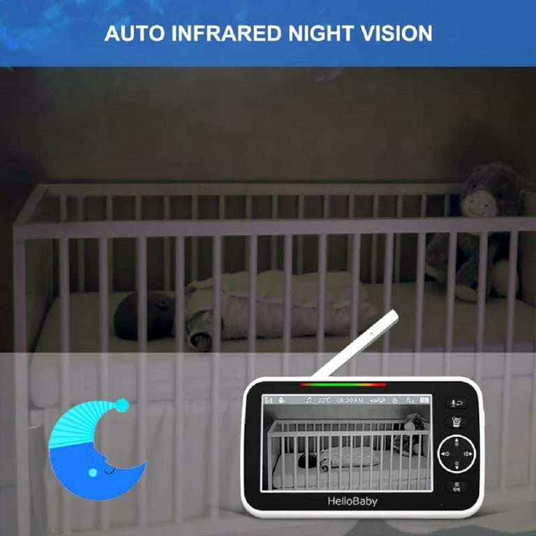 5 Baby Camera Monitor, Hello Baby Monitor with Cameras and Audio, 2  Cameras Remote Pan/ Tilt/ Zoom, VOX Mode, Night Vision, 2-Way Talk, 8  Lullabies, Temperature and 1000ft Range HB6550-Two Cams