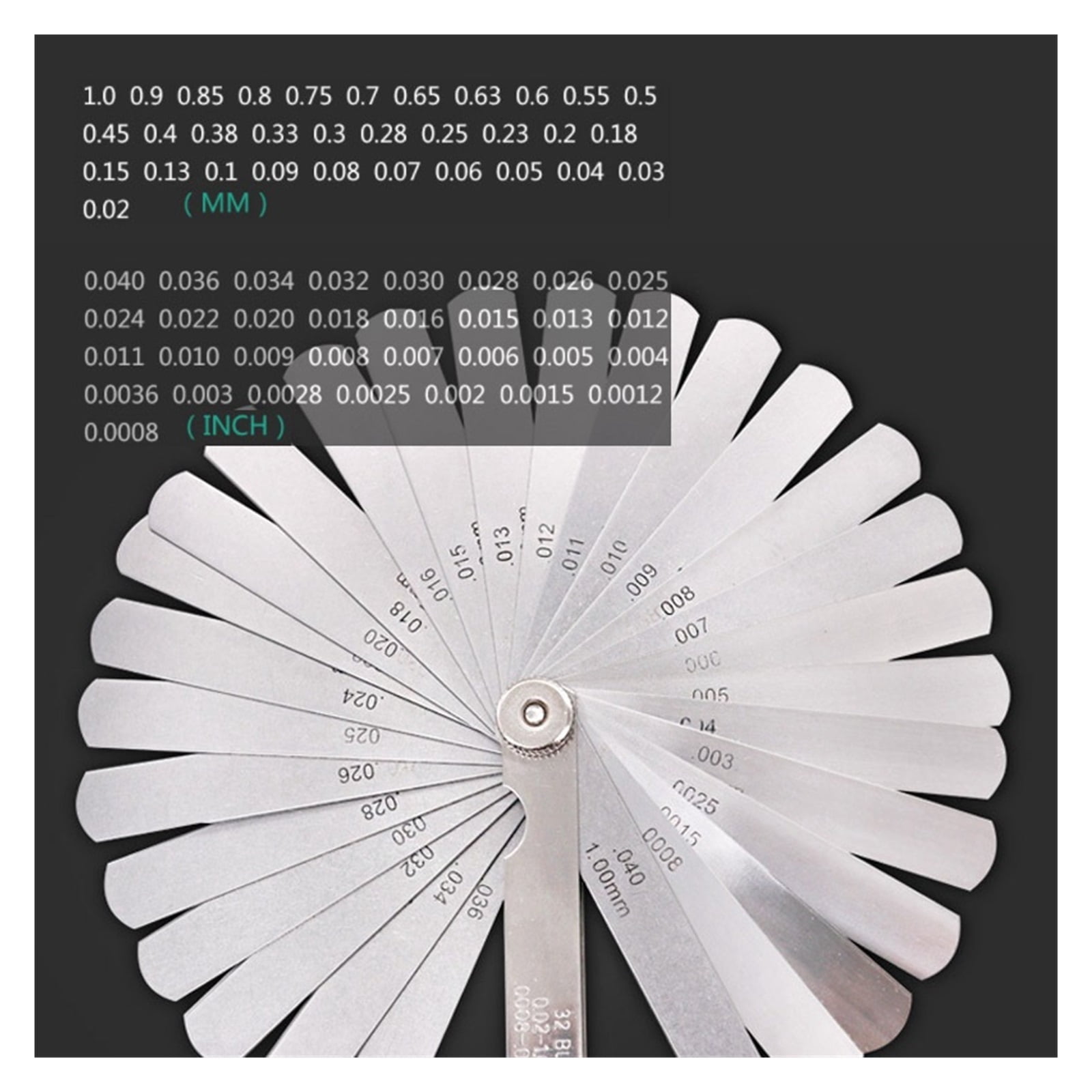 32 Blades Feeler Gauge Metric Gap Filler 0.02-1MM / 0.0008-0.040 INCH Gage Measurment Tool For Engine Valve Adjustment