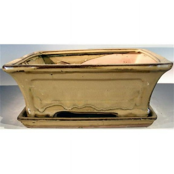 Bonsai Boy L245 Ceramic Bonsai Pot, Olive Green - Rectangle