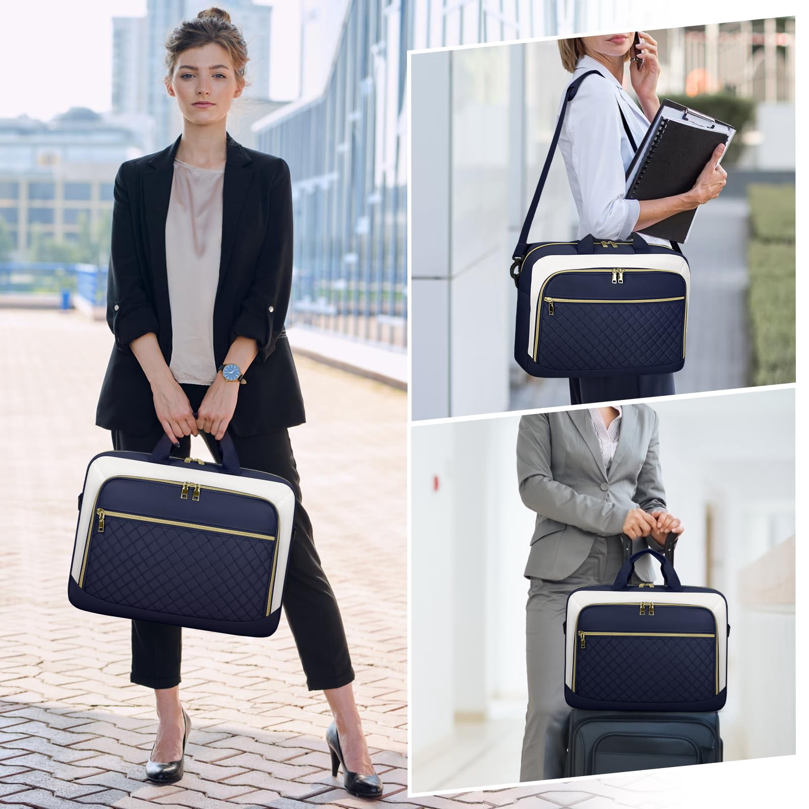 Laptop Bag 17.3 Inch Laptop Briefcase for Women Men Messenger Bag Waterproof Shoulder Large Computer Bag for Business Office Work College,Black