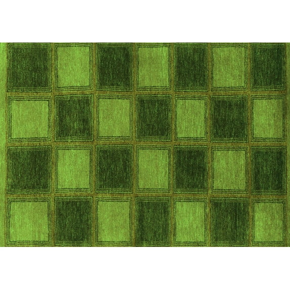 Ahgly Company Indoor Rectangle Checkered Green Modern Area Rugs, 3' x 5'