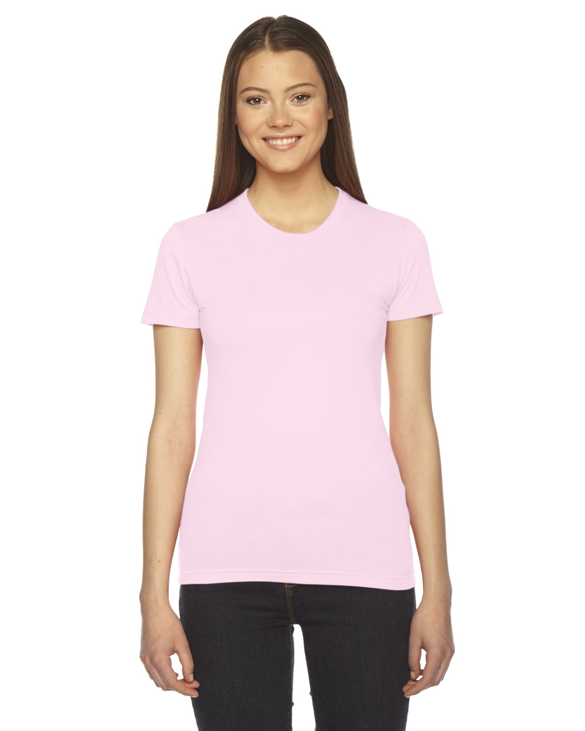 American Apparel Fine Jersey Short-Sleeve T-Shirt (2102) Light Pink ...