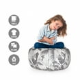 thumbnail image 2 of Hawaii Storage Toy Bag Chair, Greyscale Exotic Jungle Floral Pattern with Tropical Tree Leaves and Hibiscus Pansy, Stuffed Animal Organizer Washable Bag, Large Size, Grey White, by Ambesonne, 2 of 3