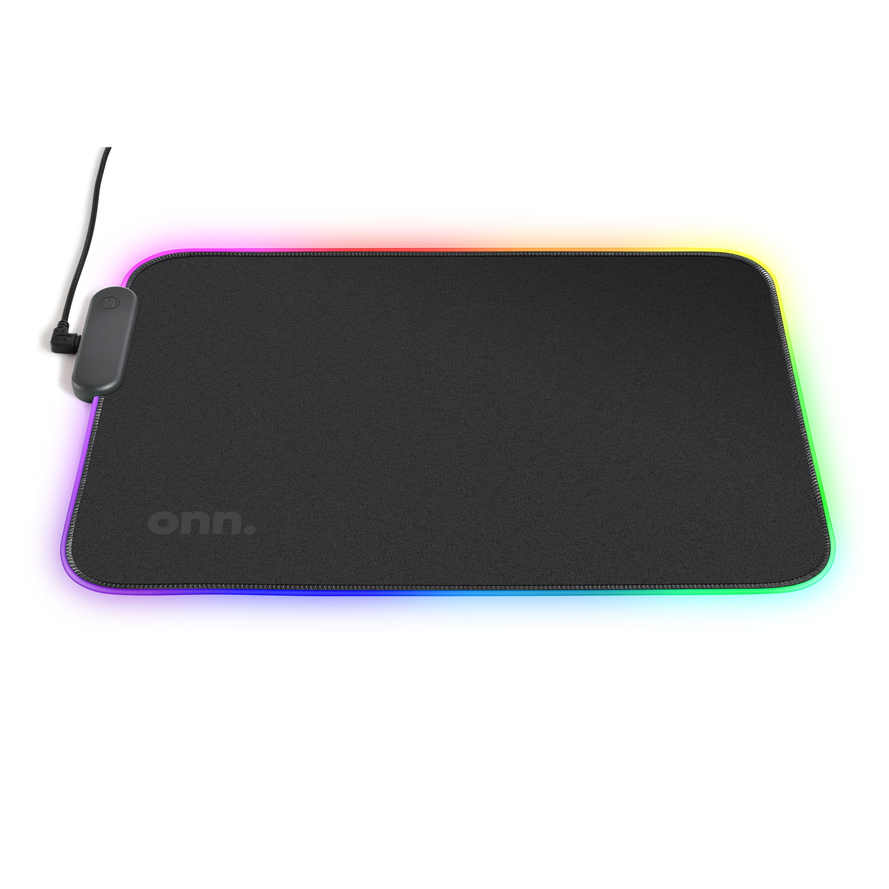 onn. USB Gaming LED Mouse Pad with 7 Static Light Modes and 3 Dynamic Modes, Non-Slip Rubber Base, Black
