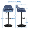 thumbnail image 4 of Yaheetech Height Adjustable Upholstered Bar Stools with Backrest for kitchen, Set of 2, Blue, 4 of 11