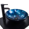 thumbnail image 2 of ELECWISH Tempered Glass Vessel Bathroom Vanity Sink, Round Artistic Washing Basin Bowl, Oil Rubbed Bronze Faucet & Pop-up Drain Set, 2 of 7